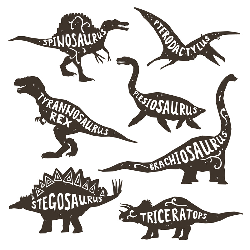 Éléments de dinosaures - Dessin à la main - Vintage - Croquis - Vecteur gratuit