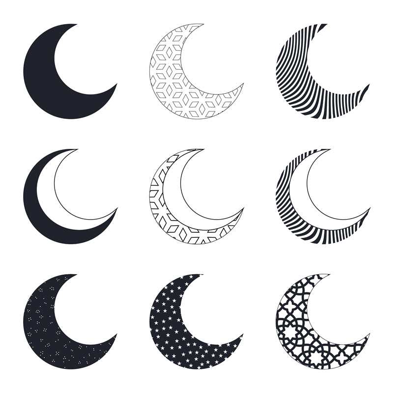 Collection Vintage Moon Set - Icônes - Éléments - Vecteur - Clair de lune