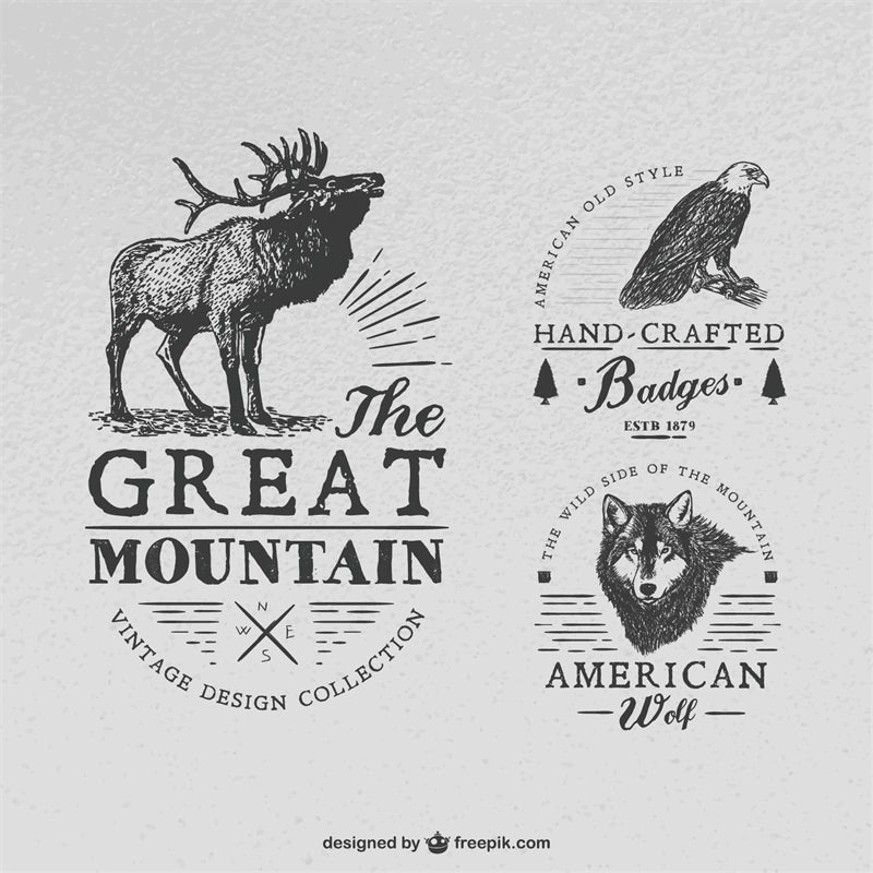 Éléments d'aigle à tête blanche des États-Unis - Illustration - Maquette de logo, dessin vectoriel à main levée