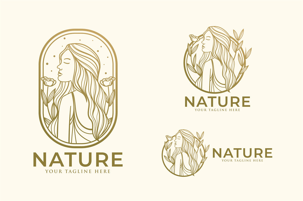 Woman Beauty Spa Organic logo badge design elements mockups