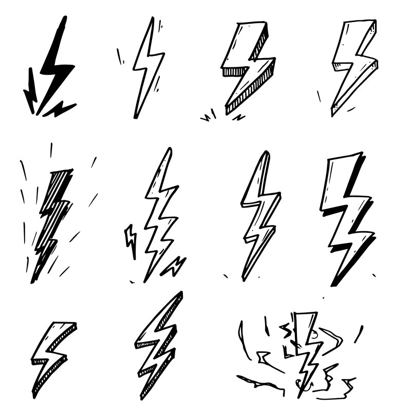 Éléments de foudre dessinés à la main - Téléchargement de conception de logo d'illustration -