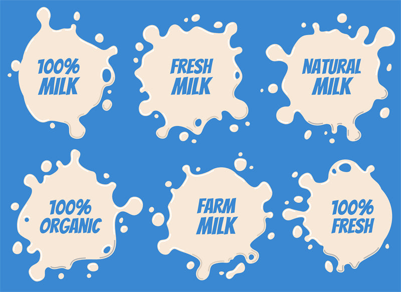 Maquettes de logos de lait dessinés à la main - Badge - Vache - Illustration