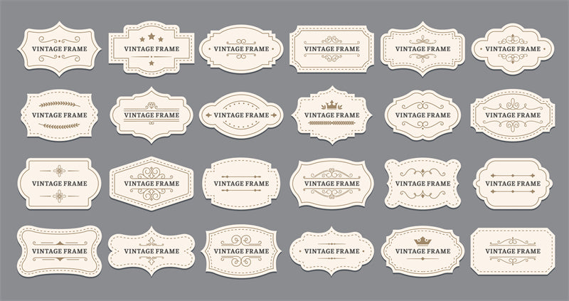 Collection de cadres de luxe, bordures victoriennes vintage, motifs décoratifs à la main - Téléchargement gratuit en format Png/PSD/JPG