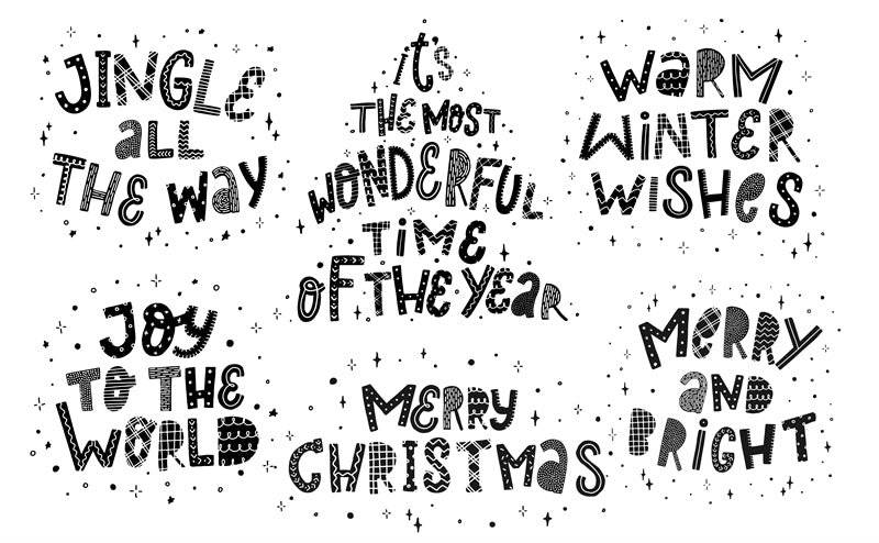 Merry Christmas Handwriting Elements - Vector - Illustration - Happy New yaer - Warm Wishes -Holly Jolly-Free Download