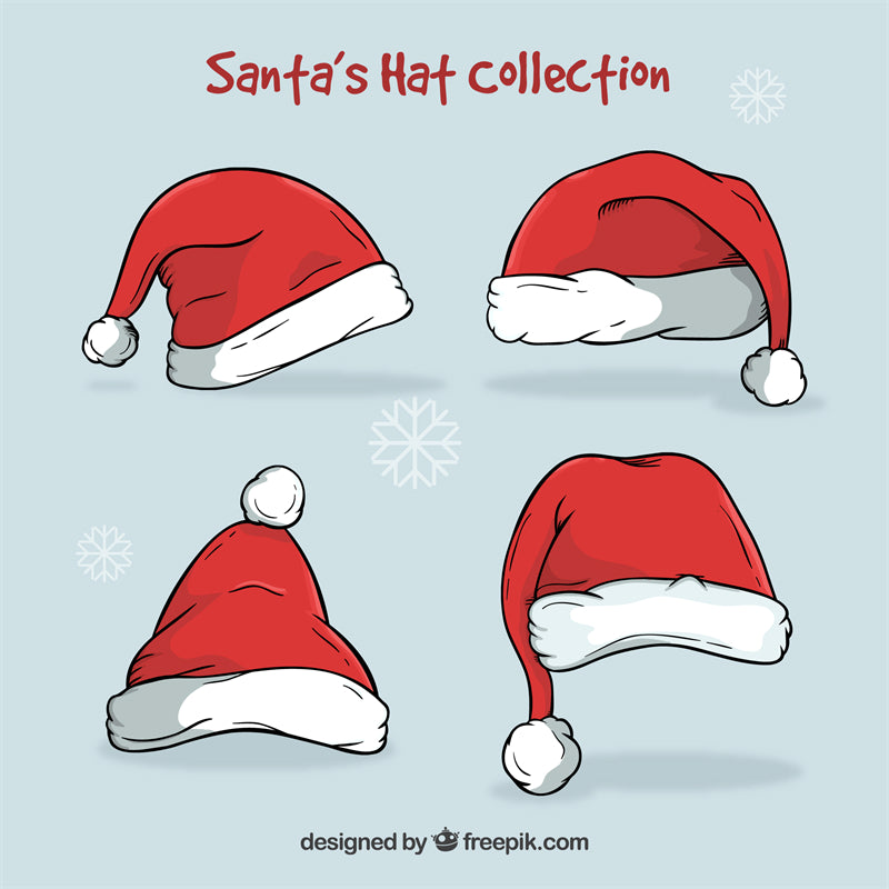 Collection de chapeaux du Père Noël - Illustration - Dessin vectoriel vintage - Décoration
