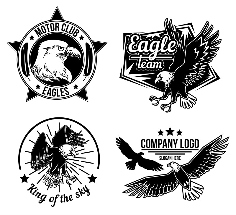 Éléments d'aigle à tête blanche des États-Unis - Illustration - Maquette de logo, dessin vectoriel à main levée