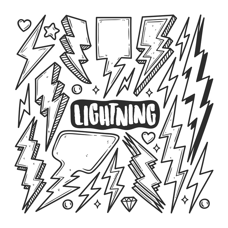 Éléments de foudre dessinés à la main - Téléchargement de conception de logo d'illustration -