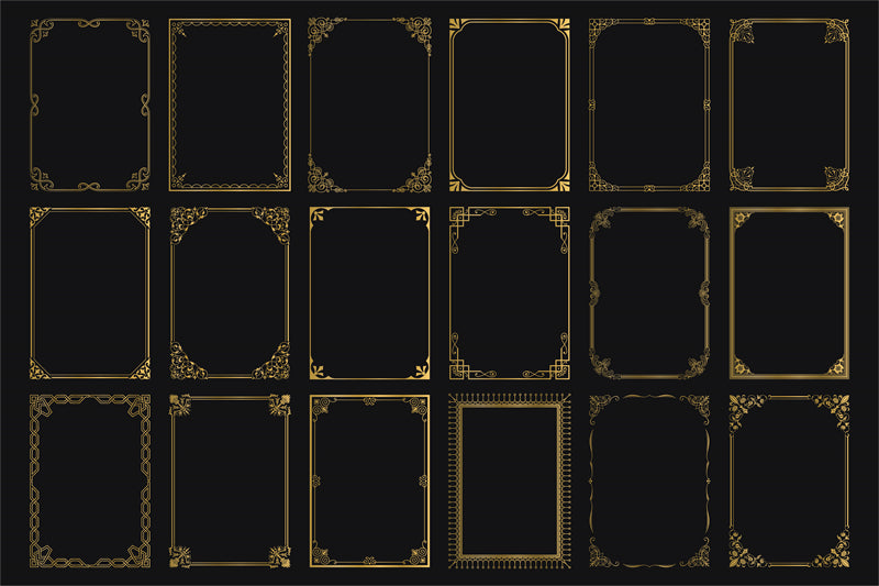 Collection de cadres de luxe, bordures victoriennes vintage, motifs décoratifs à la main - Téléchargement gratuit en format Png/PSD/JPG