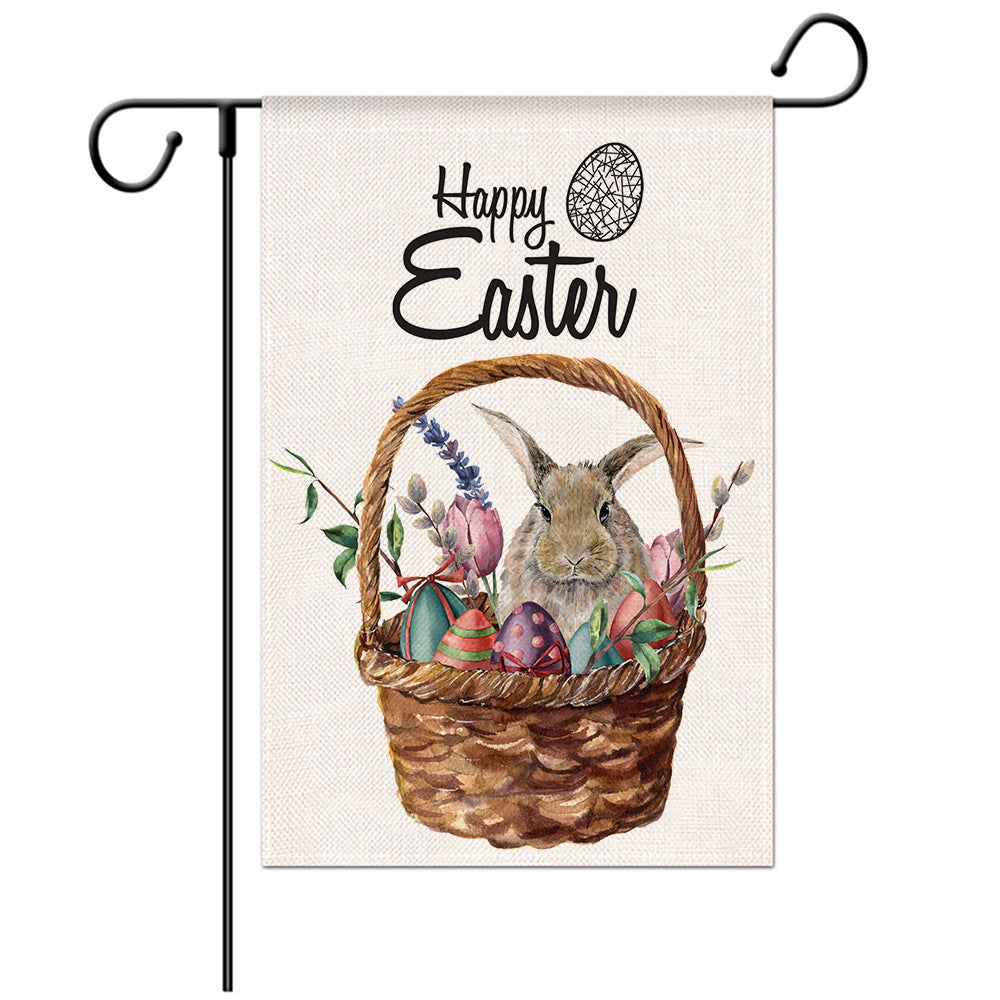Easter Welcome Flag - Bunny Garden Flag - Yard Flag Designs - Illustration