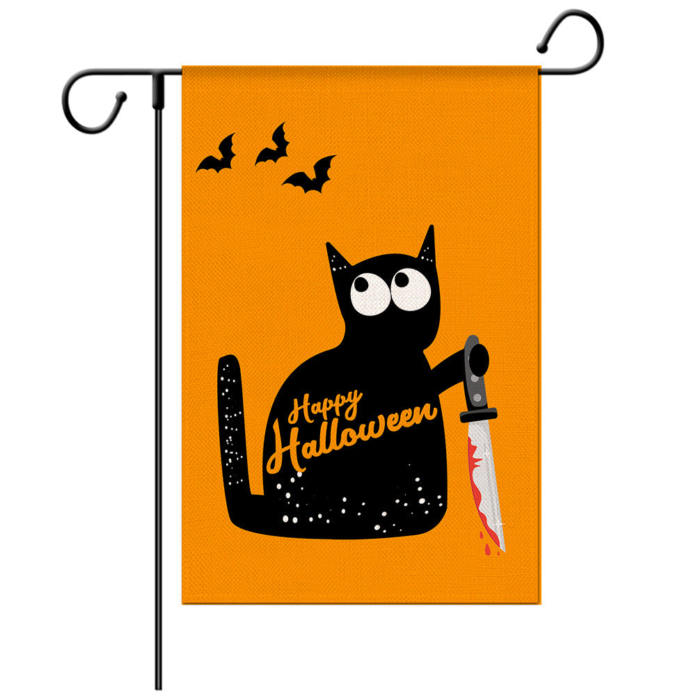 Halloween Welcome Flag - Pumpkin Monster/Witch/Zombie  Garden Flag - Yard Flag Designs - Illustration 