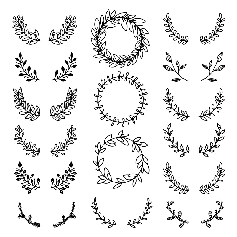 Collection de dessins vectoriels de branches et de couronnes à télécharger gratuitement - Illustration Décor PNG/PSD/JPG