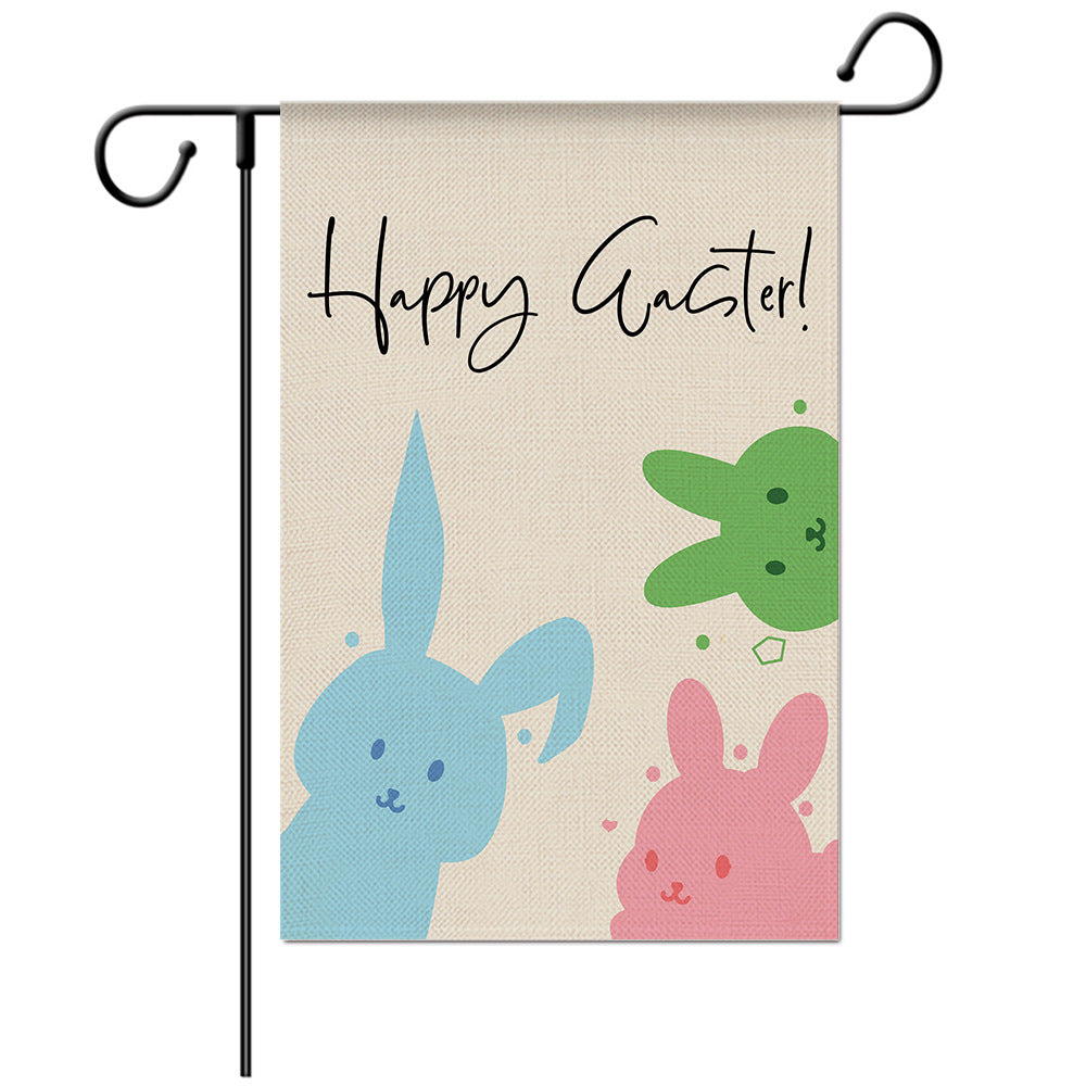Easter Welcome Flag - Bunny Garden Flag - Yard Flag Designs - Illustration