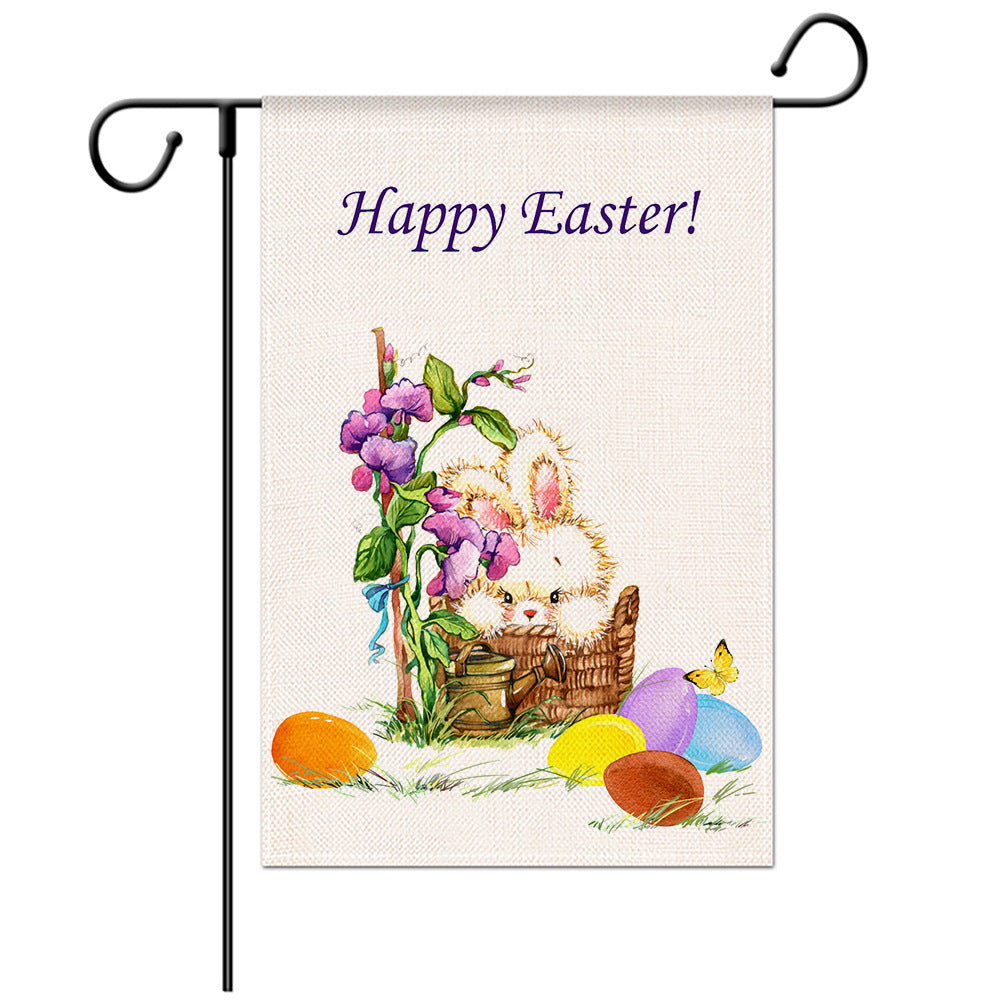 Drapeau de bienvenue de Pâques - Drapeau de jardin lapin - Modèles de drapeaux de jardin - Illustration