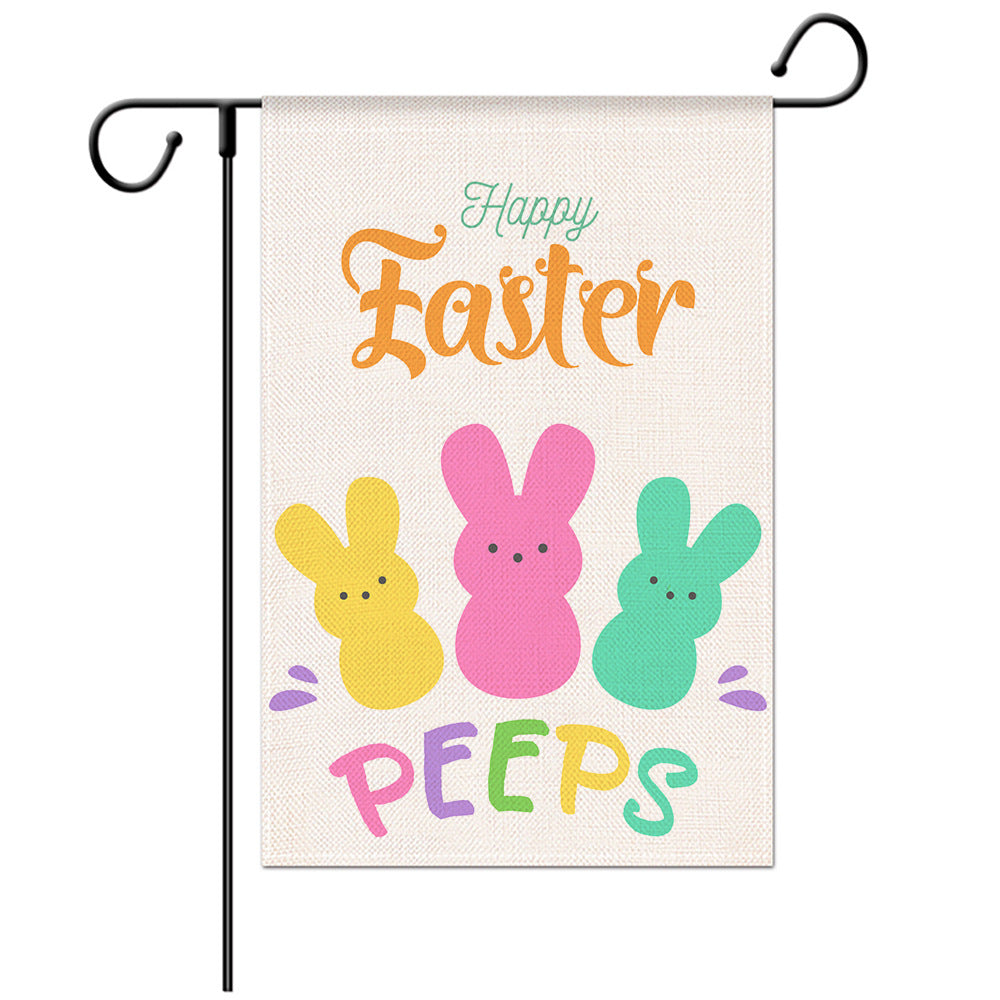Easter Welcome Flag - Bunny Garden Flag - Yard Flag Designs - Illustration