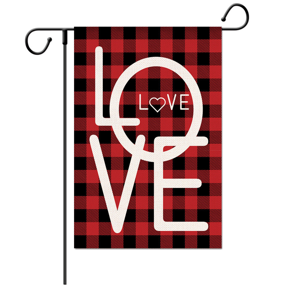 Valentine's Day Welcome Flag -Love Garden Flag - Yard Flag Designs - Illustration