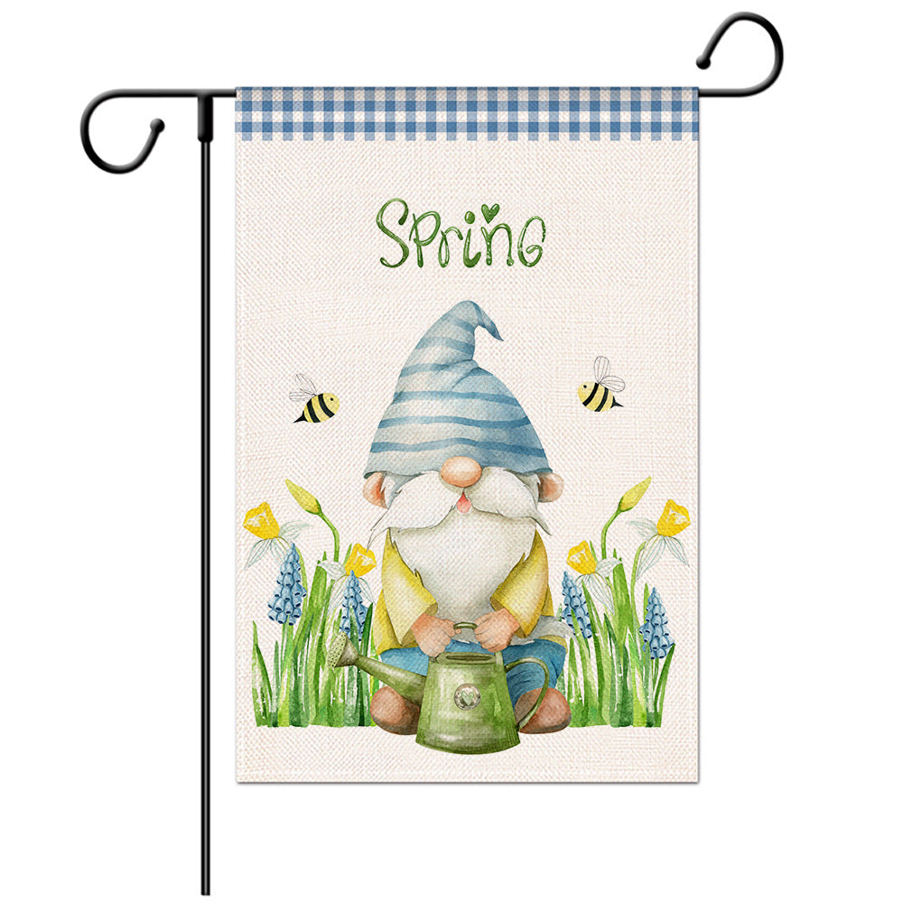 Drapeau de bienvenue printanier - Drapeau de jardin saisonnier - Modèles de drapeaux de jardin - Illustration