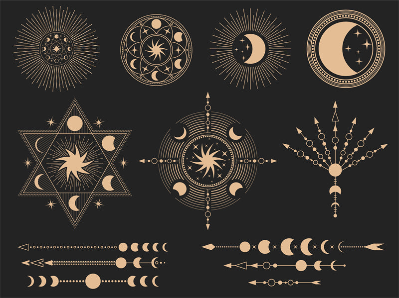 Collection Vintage Moon Set - Icônes - Éléments - Vecteur - Clair de lune