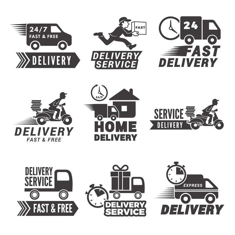 Éléments de transport et de livraison - Illustrations vectorielles - Logo, drapeau, publicité commerciale - Png