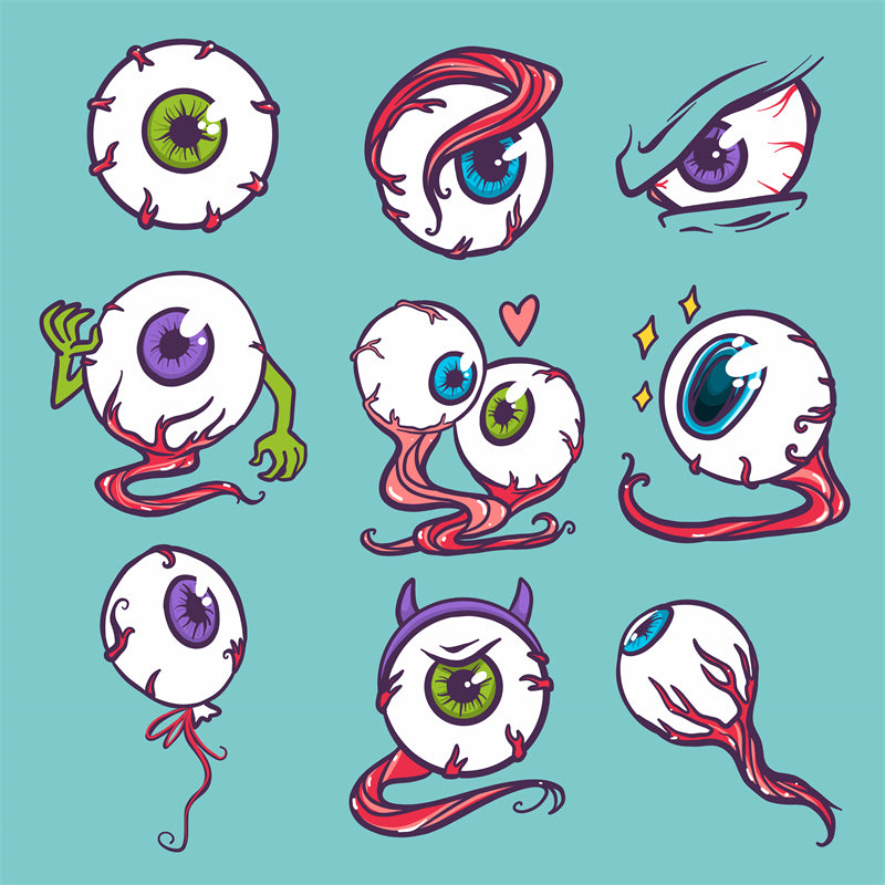 Handdraw Eye Ball Illustration - Vector -Logo Design -Flaming Eyes Balls   