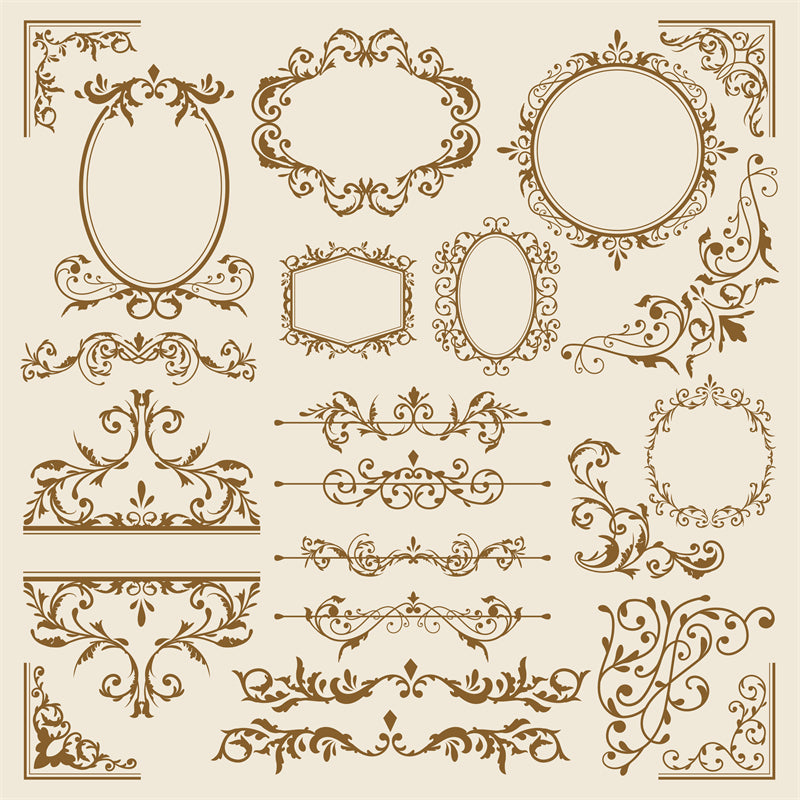 Collection de cadres de luxe, bordures victoriennes vintage, motifs décoratifs à la main - Téléchargement gratuit en format Png/PSD/JPG