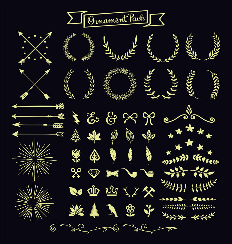 Branche et couronne dessinées à la main, téléchargement gratuit - Illustration Décor PNG/PSD/JPG