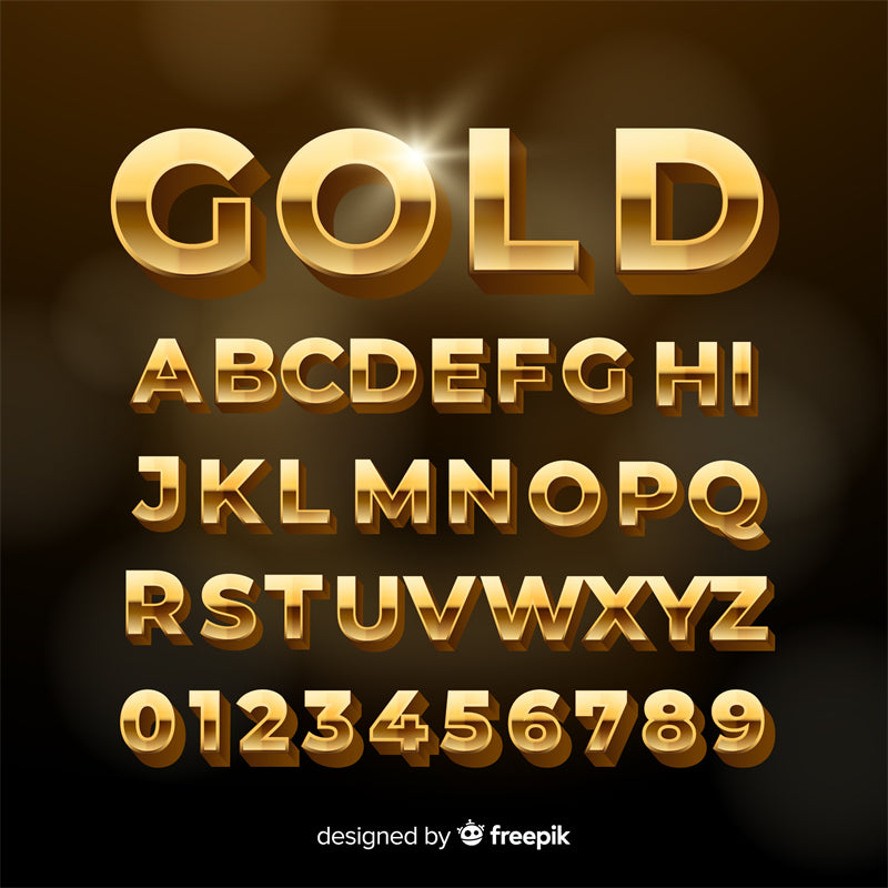 Gold ABC - Golden Font - Alphabet Design 