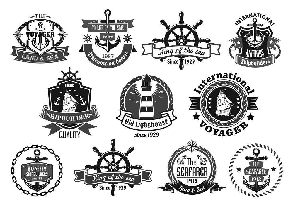 Rudder - Sailing -Steel Wheel Elements -Vector-image-jpg-eps- Logo Badge designs