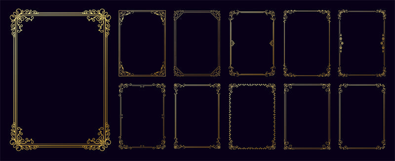 Collection de cadres de luxe, bordures victoriennes vintage, motifs décoratifs à la main - Téléchargement gratuit en format Png/PSD/JPG