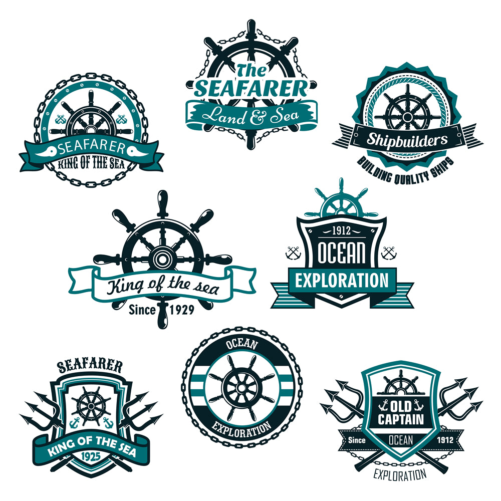 Rudder - Sailing -Steel Wheel Elements -Vector-image-jpg-eps- Logo Badge designs