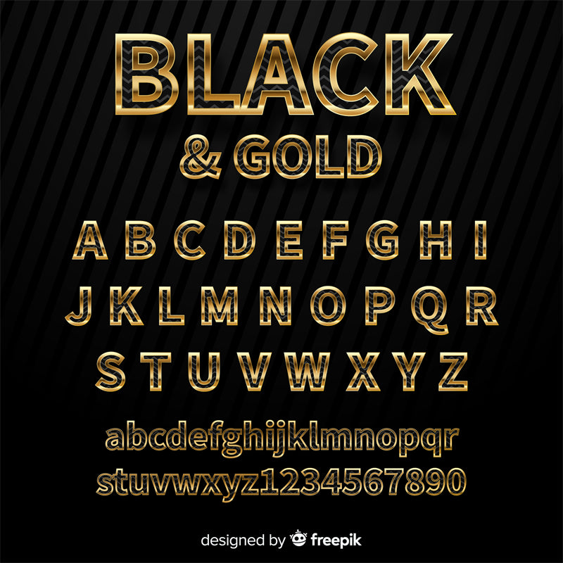 Gold ABC - Golden Font - Alphabet Design 