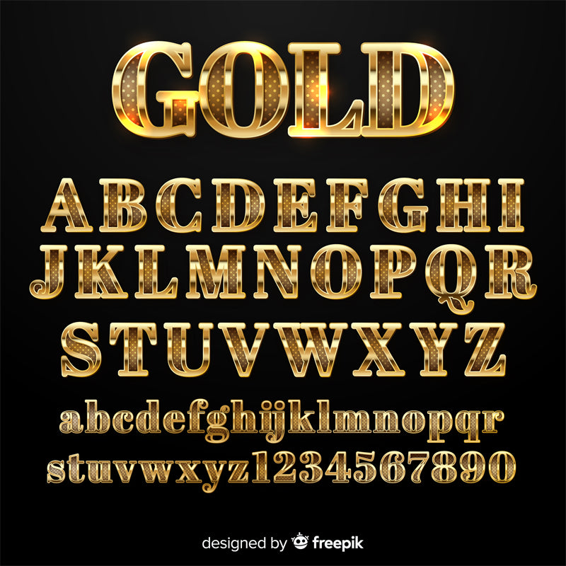 Gold ABC - Golden Font - Alphabet Design 