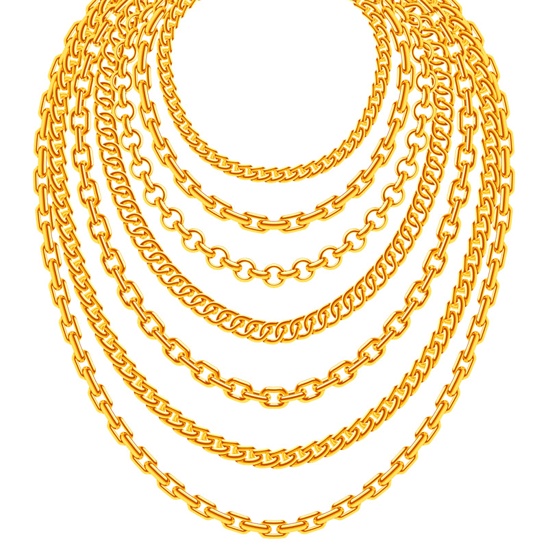 Gold Chain Illustration - Necklace - Vector Image Download   