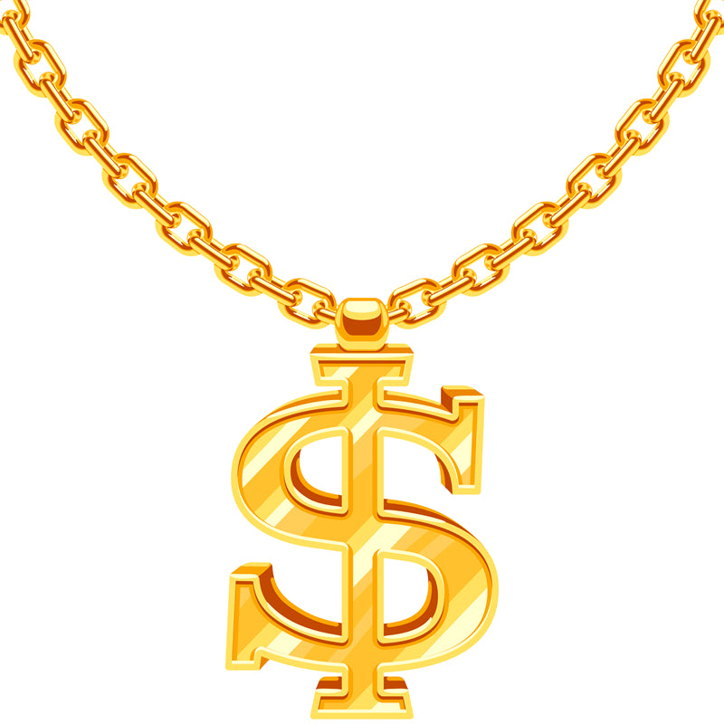 Gold Chain Illustration -$ Dollar -€ EURO - Necklace - Vector Image Download   