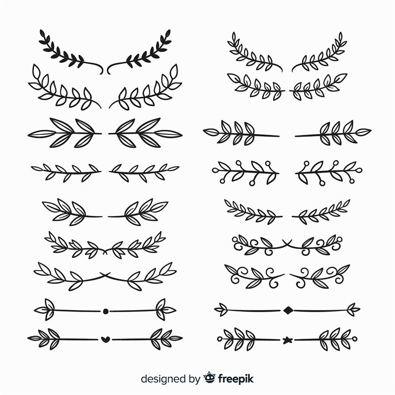 Branche et couronne dessinées à la main, téléchargement gratuit - Illustration Décor PNG/PSD/JPG