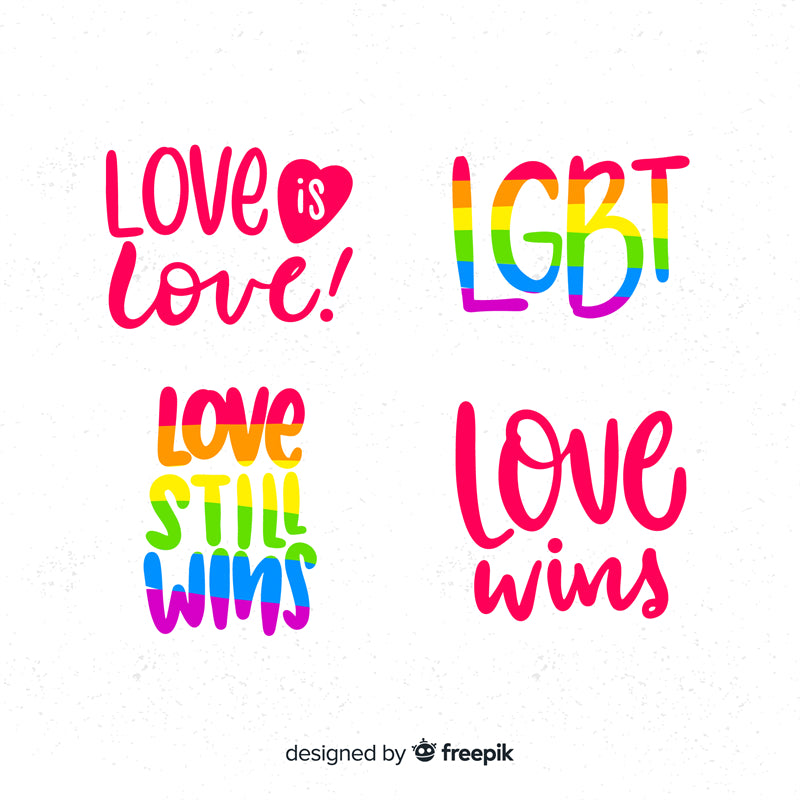 COLLECTION DE SLOGANS ÉCRITS À LA MAIN LGBTQ+ - L'amour est amour - Slogan vectoriel pour gays, lesbiennes, bisexuels et transsexuels TÉLÉCHARGEMENT GRATUIT