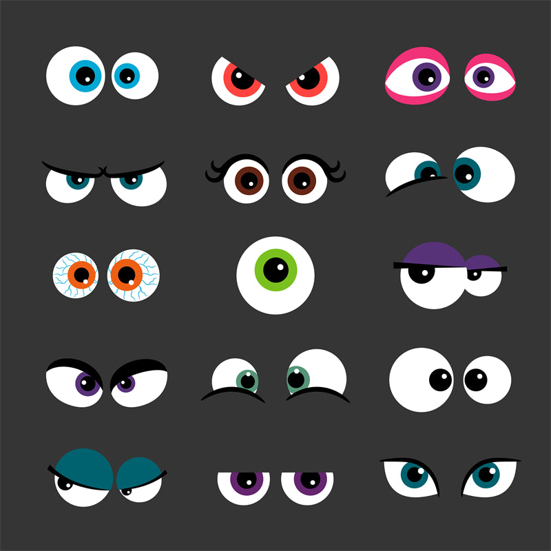 Clips d'yeux de dessin animé à la main - Visage de dessin animé - Globe oculaire de dessin animé - Halloween