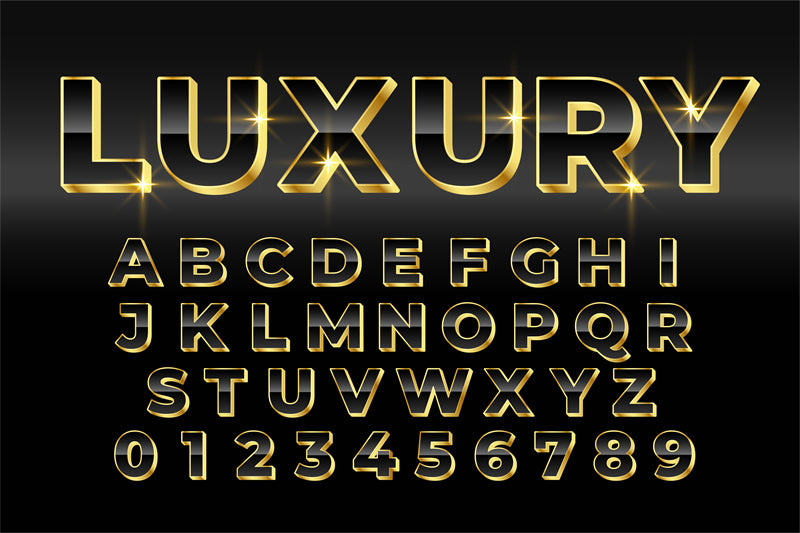 Gold ABC - Golden Font - Alphabet Design 