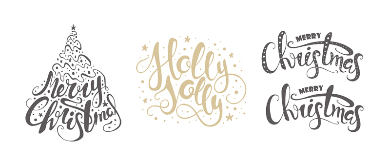 Merry Christmas Handwriting Elements - Vector - Illustration - Happy New yaer - Warm Wishes -Holly Jolly-Free Download