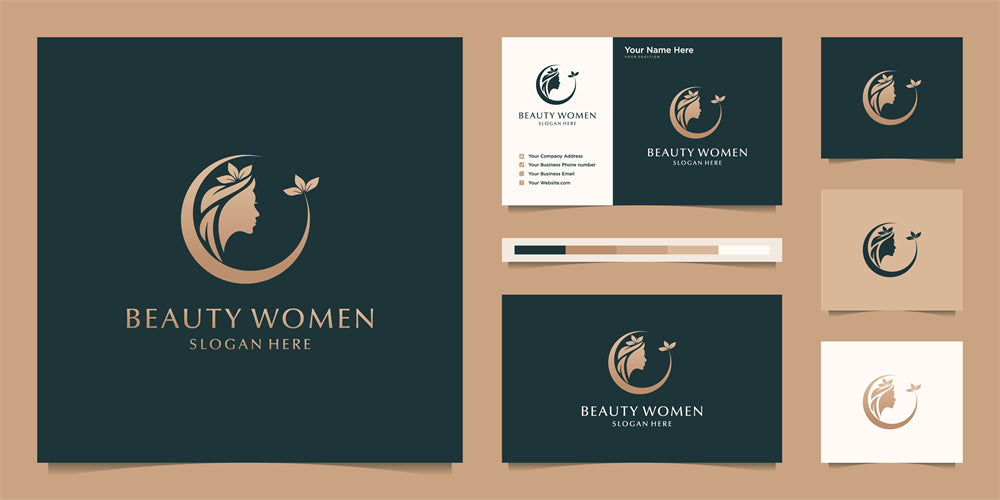 Woman Beauty Spa Organic logo badge design elements mockups