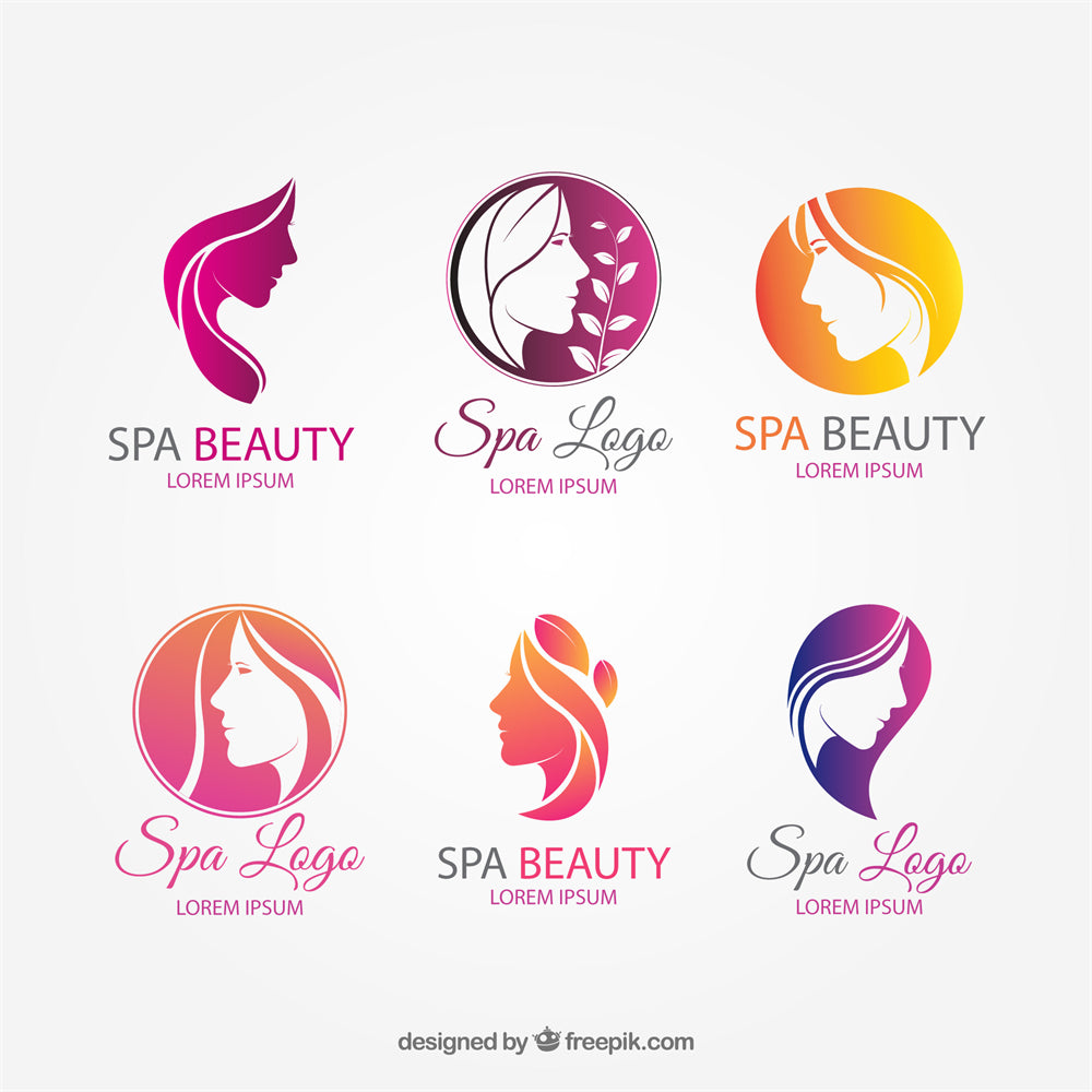 Woman Beauty Spa Organic logo badge design elements mockups