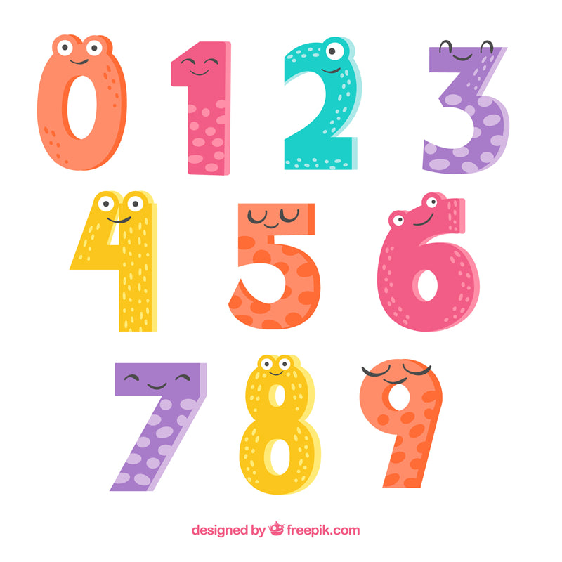 Handdraw Number Elements - Kid Numbers -Cartoon Numbers -Vetor 