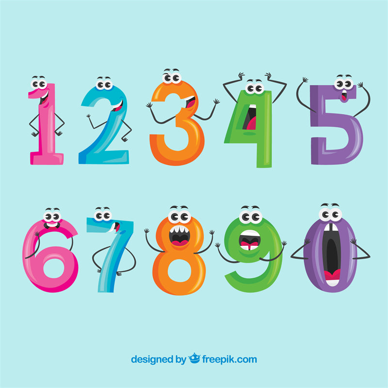 Handdraw Number Elements - Kid Numbers -Cartoon Numbers -Vetor 