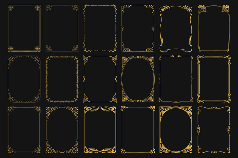 Collection de cadres de luxe, bordures victoriennes vintage, motifs décoratifs à la main - Téléchargement gratuit en format Png/PSD/JPG