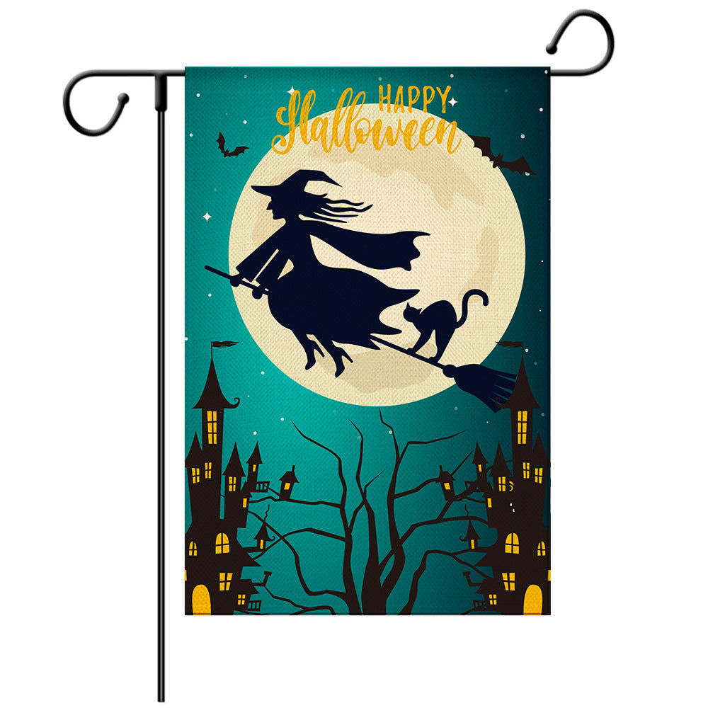 Halloween Welcome Flag - Pumpkin Monster/Witch/Zombie  Garden Flag - Yard Flag Designs - Illustration 