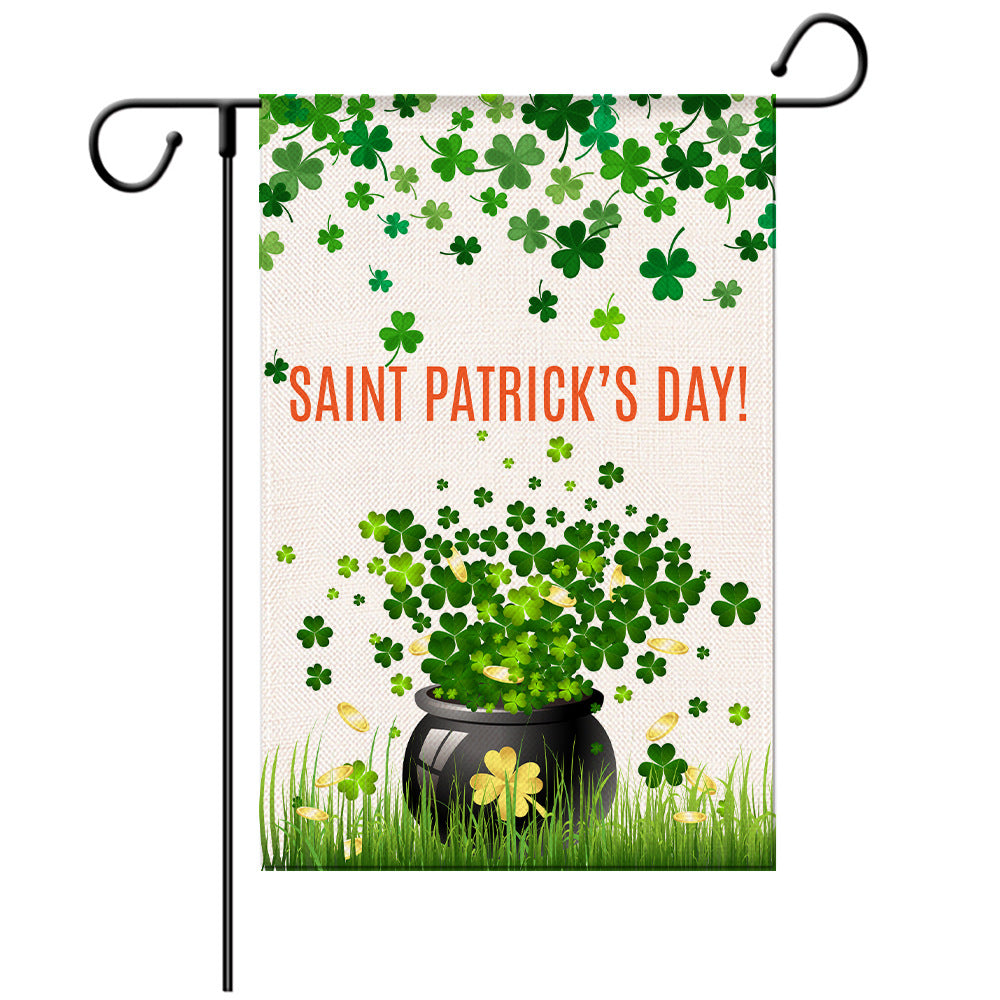 St Patrick's Day Welcome Flag -  Garden Flag - Yard Flag Designs - Illustration