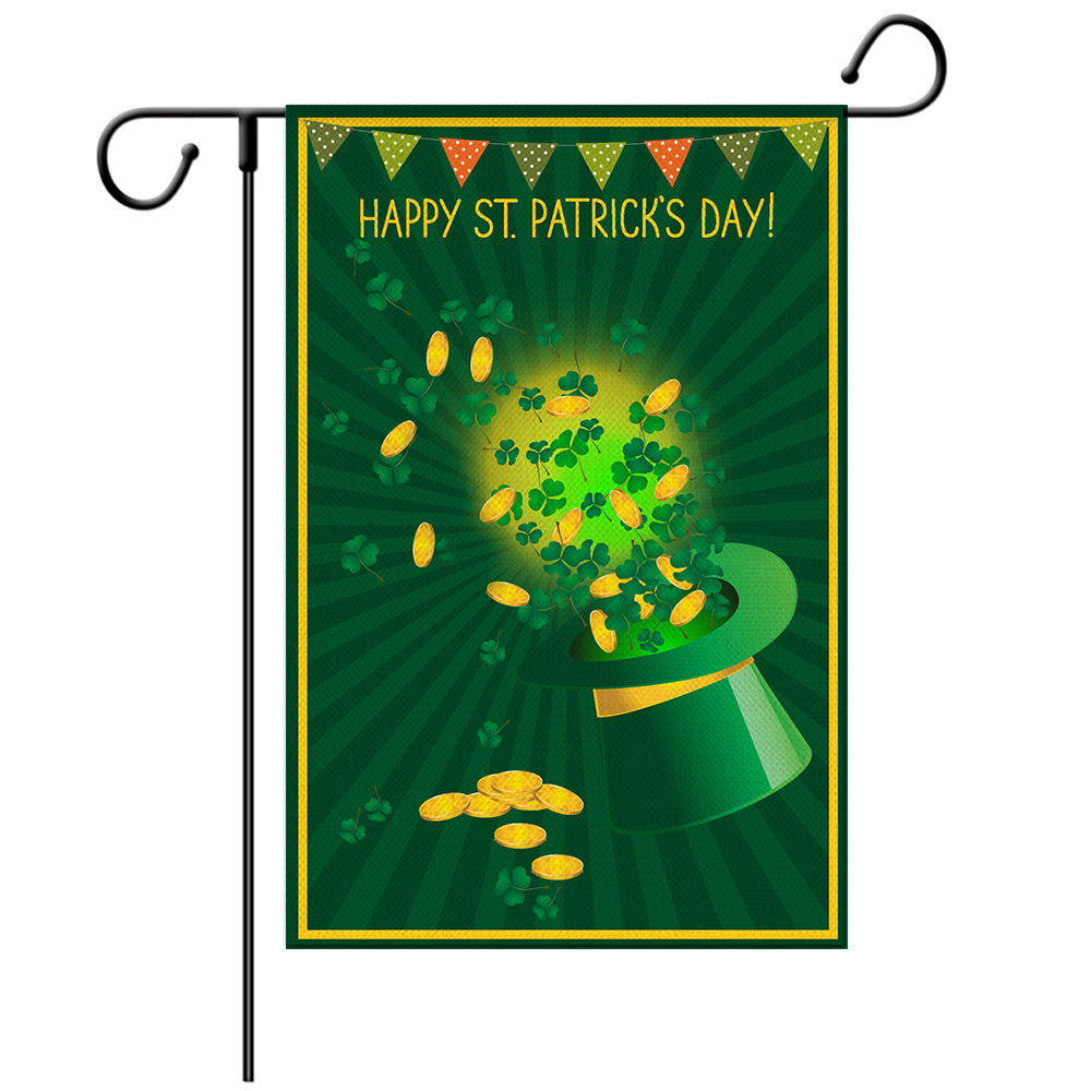 St Patrick's Day Welcome Flag -  Garden Flag - Yard Flag Designs - Illustration
