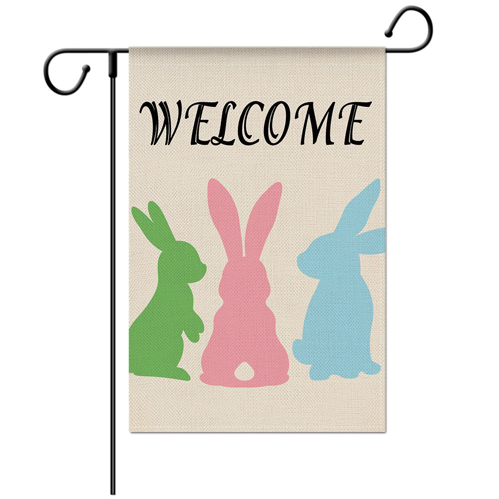 Easter Welcome Flag - Bunny Garden Flag - Yard Flag Designs - Illustration
