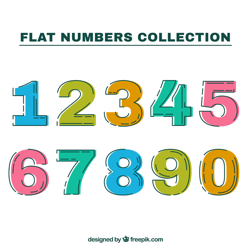Handdraw Number Elements - Kid Numbers -Cartoon Numbers -Vetor 