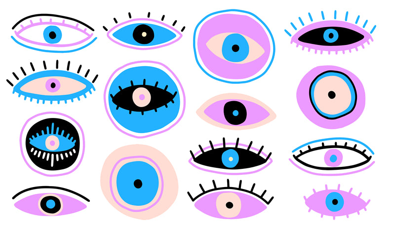 Handdraw Eye Ball Illustration - Vector -Logo Design -Flaming Eyes Balls   