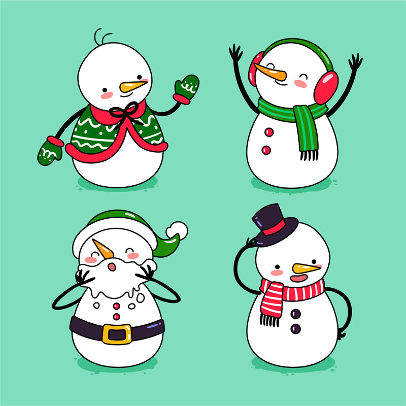 Bonhomme de neige d'hiver, saison de Noël, éléments dessinés à la main - Téléchargement gratuit au format PNG/PSD/JPG